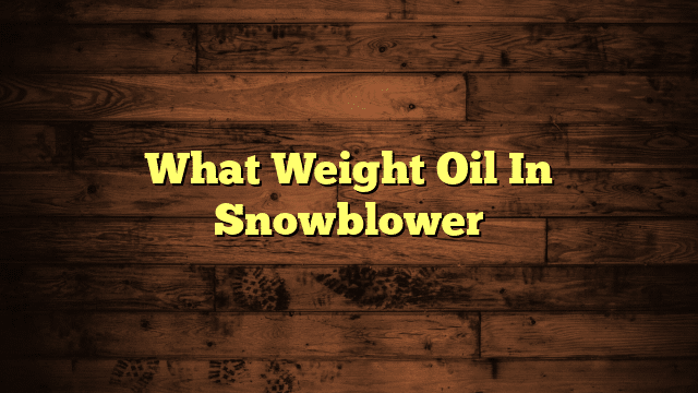 What Weight Oil In Snowblower