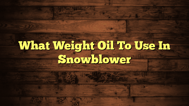 What Weight Oil To Use In Snowblower