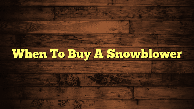 When To Buy A Snowblower