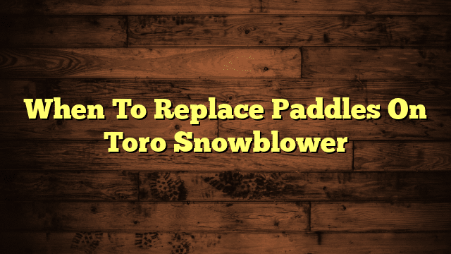 When To Replace Paddles On Toro Snowblower