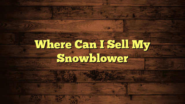 Where Can I Sell My Snowblower