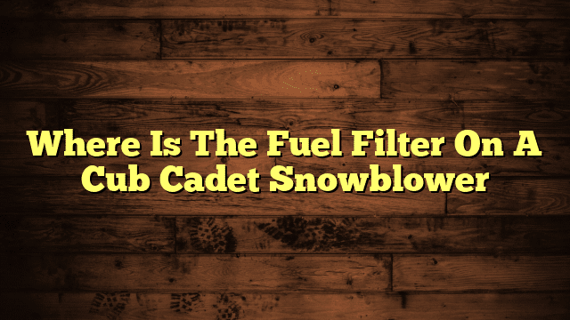 Where Is The Fuel Filter On A Cub Cadet Snowblower