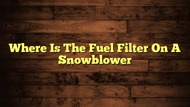 Where Is The Fuel Filter On A Snowblower