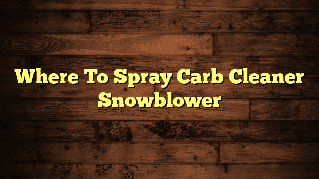 Where To Spray Carb Cleaner Snowblower