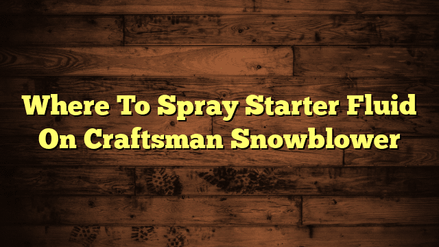 Where To Spray Starter Fluid On Craftsman Snowblower