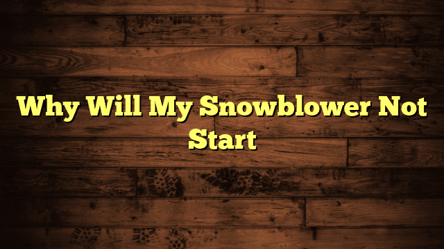 Why Will My Snowblower Not Start