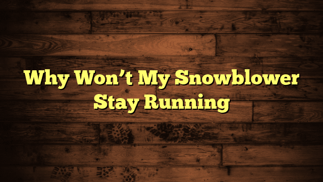 Why Won’t My Snowblower Stay Running