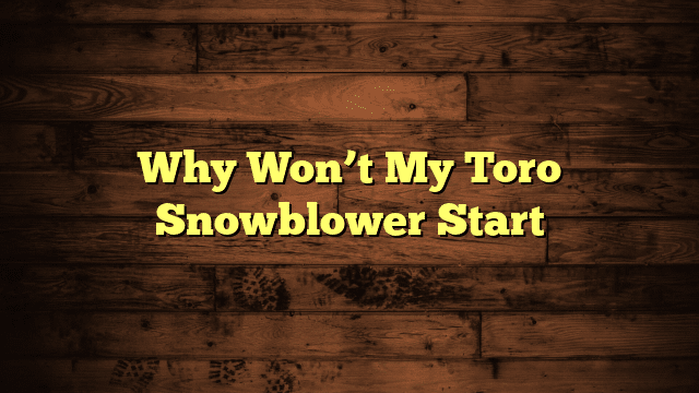 Why Won’t My Toro Snowblower Start