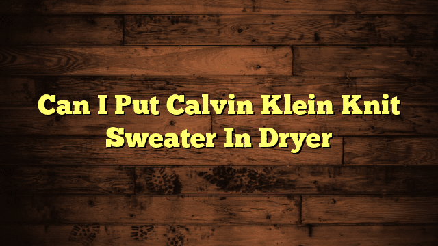 Can I Put Calvin Klein Knit Sweater In Dryer