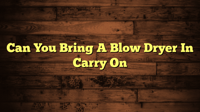 Can You Bring A Blow Dryer In Carry On