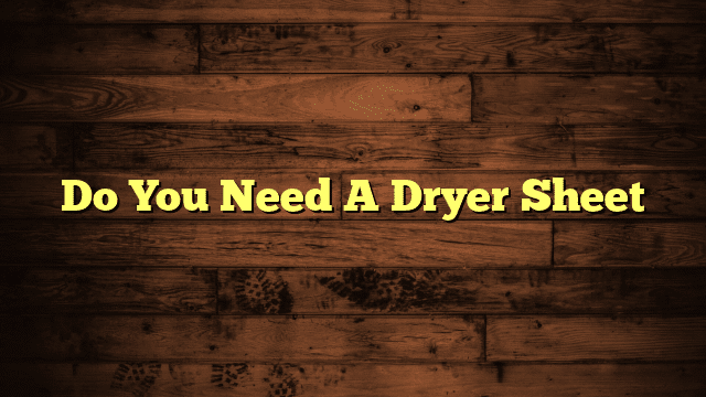 Do You Need A Dryer Sheet