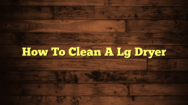 How To Clean A Lg Dryer