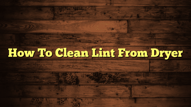 How To Clean Lint From Dryer