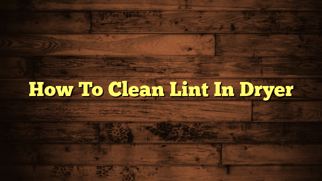 How To Clean Lint In Dryer
