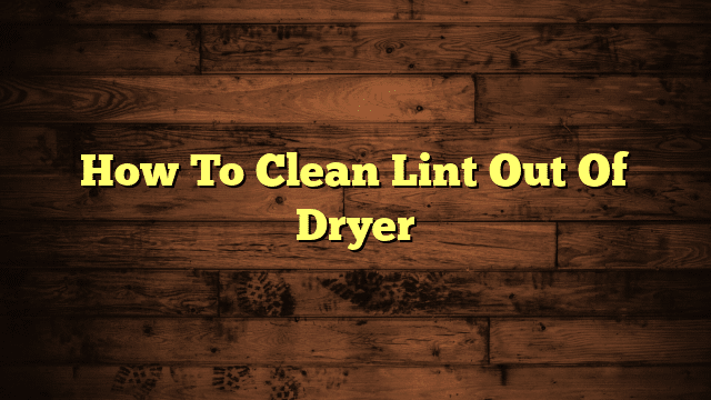 How To Clean Lint Out Of Dryer