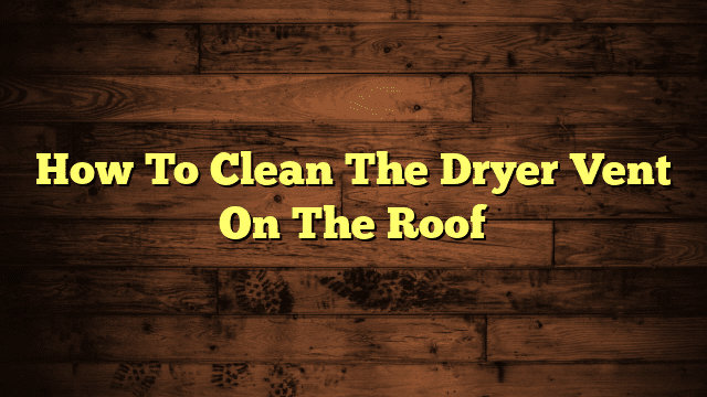 How To Clean The Dryer Vent On The Roof