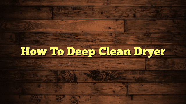 How To Deep Clean Dryer
