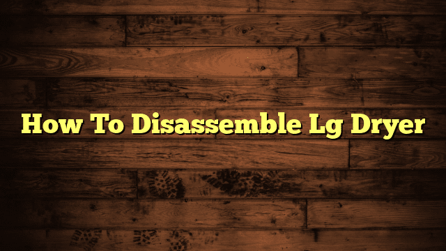 How To Disassemble Lg Dryer