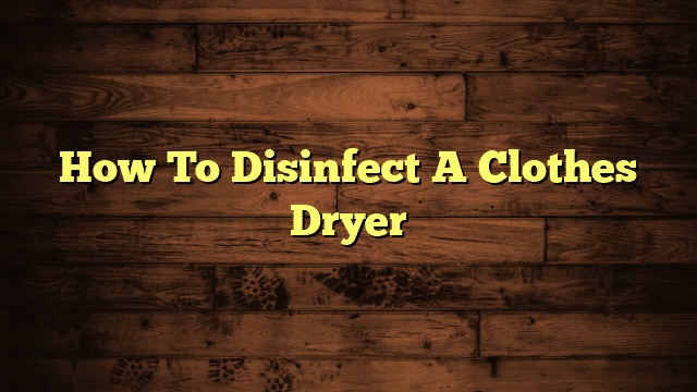 How To Disinfect A Clothes Dryer