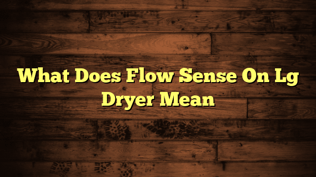 What Does Flow Sense On Lg Dryer Mean