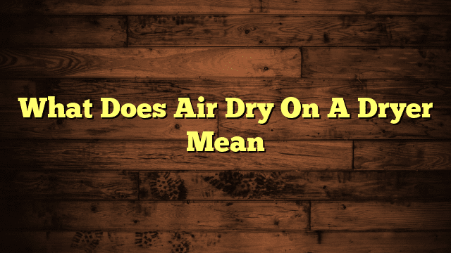 What Does Air Dry On A Dryer Mean